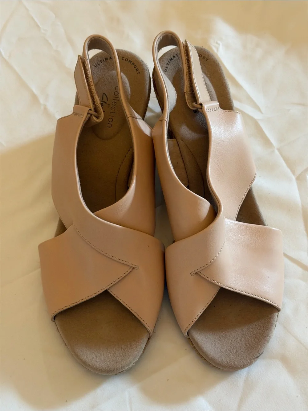 Clarks Women's Nude Slingback Wedge Sandals